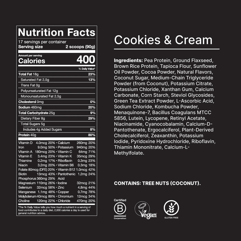 Huel Black Edition serving with ice-cold water for a fast high-protein meal.