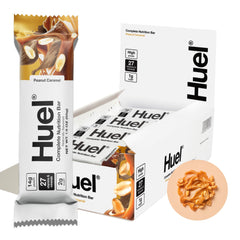 Huel Complete Nutrition Bar peanut caramel wrap for on-the-go fueling.