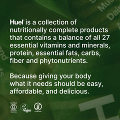 Huel Daily Greens 30 servings pack displayed on shelf.