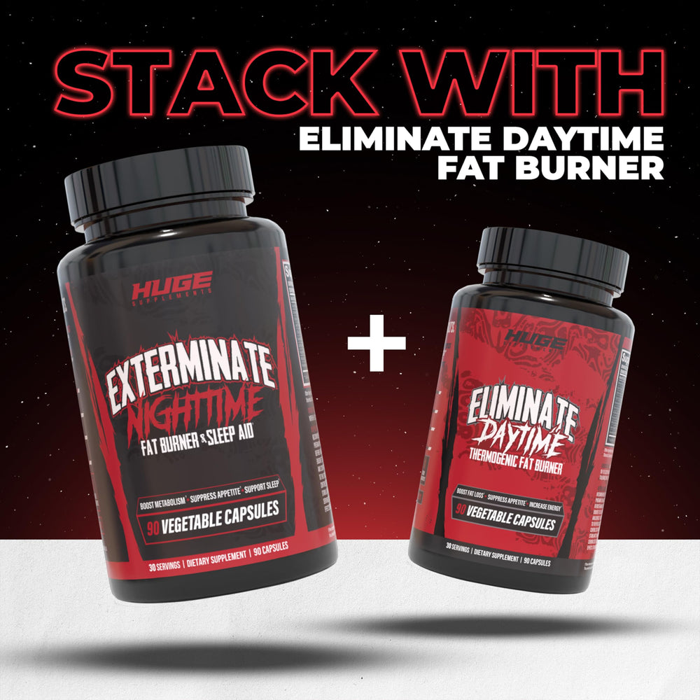 Huge Supplements Exterminate Night Time label details emphasize quality and safety