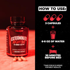 Huge Supplements Exterminate Night Time thermogenesis illustration hints at calorie burn