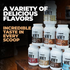 Huge Whey flavor variety display for diverse taste preferences