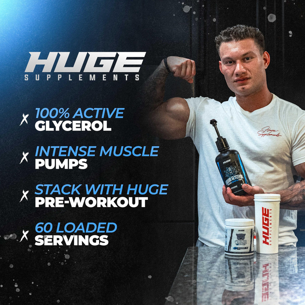 Huge Supplements Liquid Glycerol promotes fuller muscles and enhanced pumps during training.