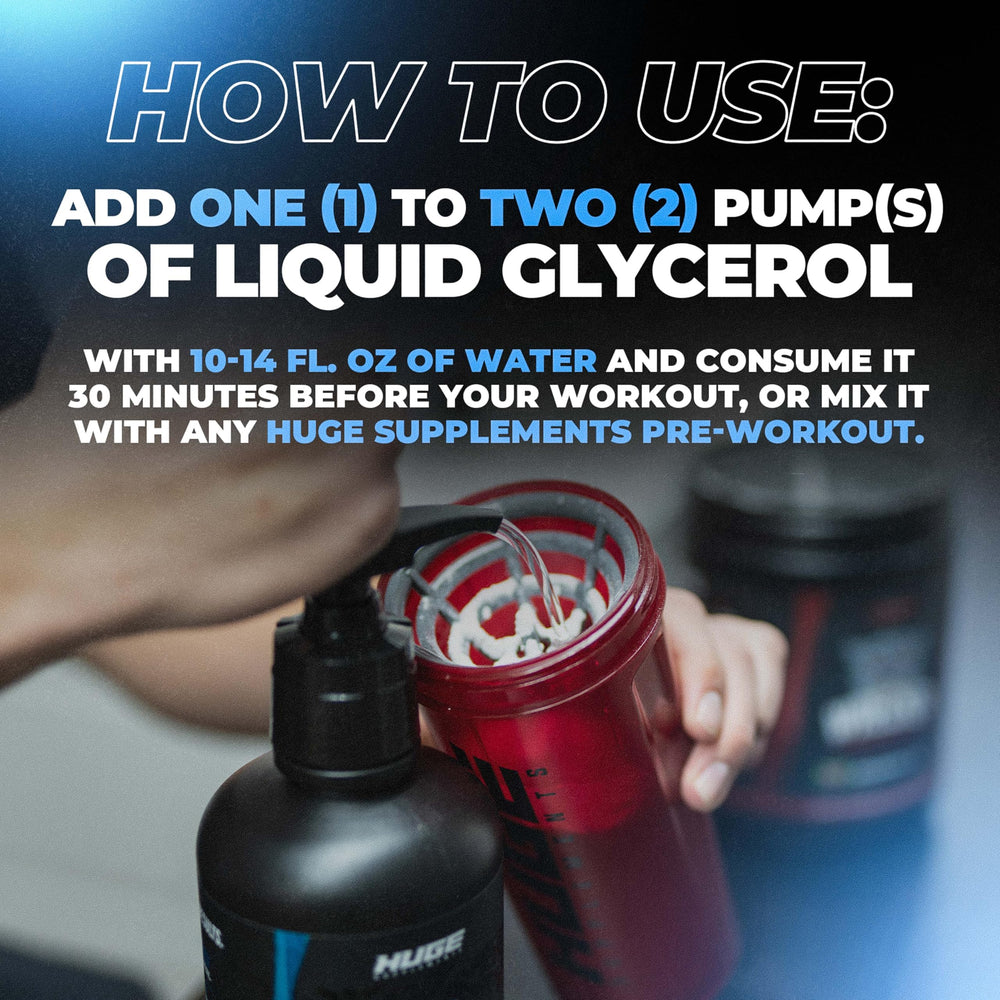 Huge Supplements Liquid Glycerol helps hydration inside muscles for performance.