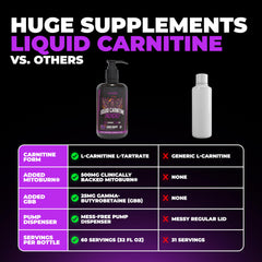 Huge Supplements Liquid L-Carnitine 3000 measuring guide aids precise daily servings.