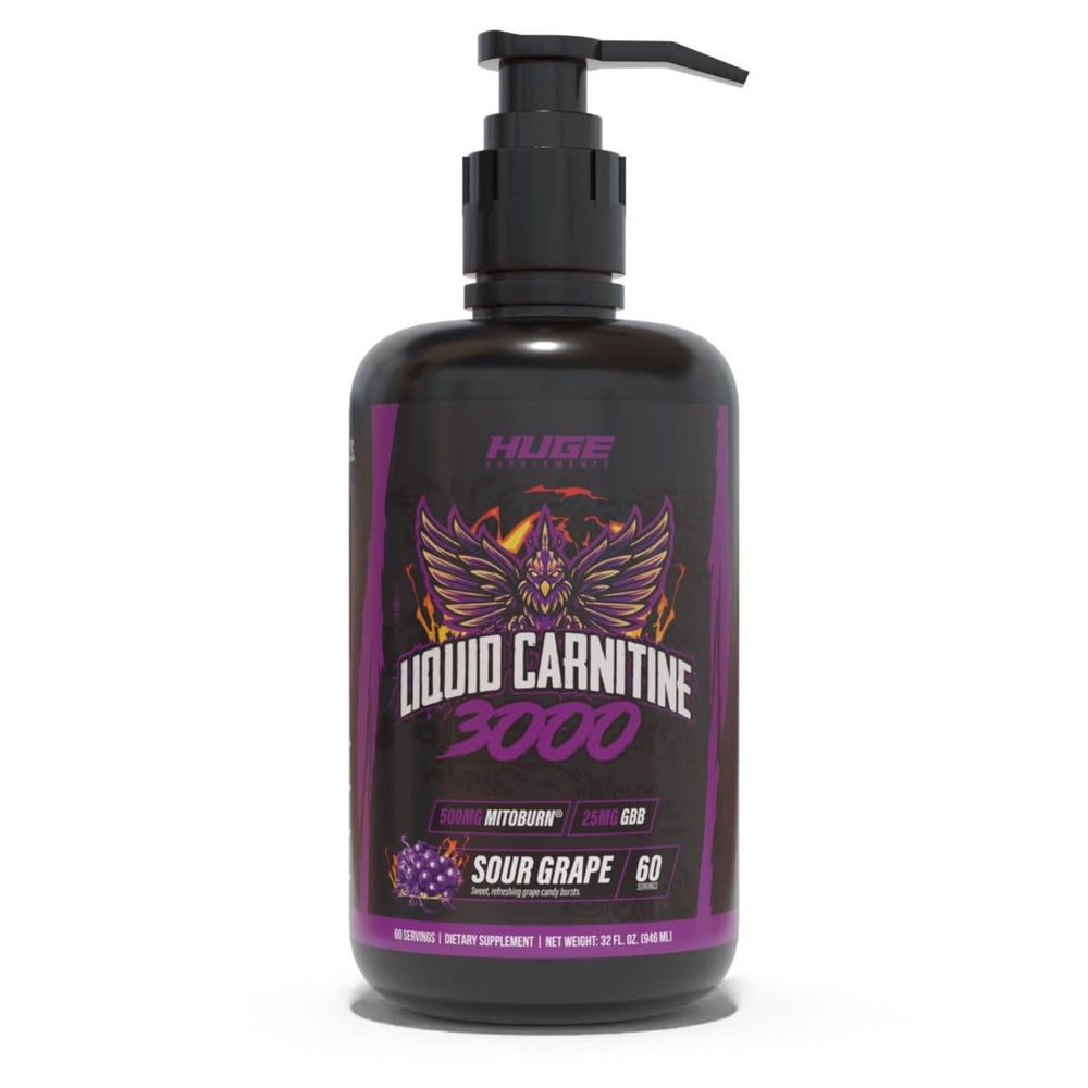 Huge Supplements Liquid L-Carnitine 3000 with pump-top for mess-free daily dosing.