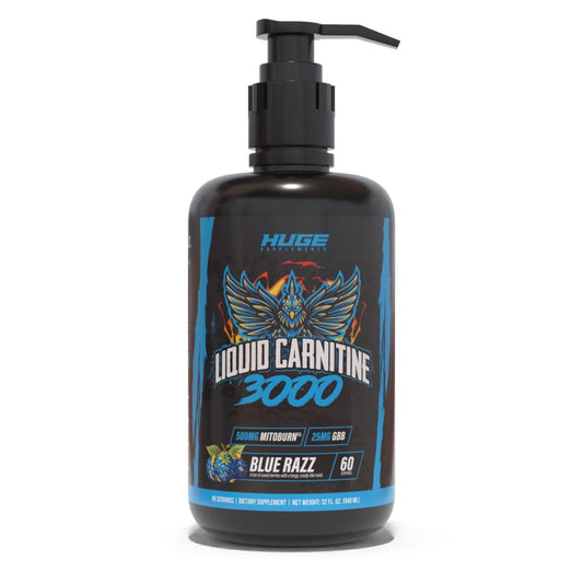 Huge Supplements Liquid L-Carnitine 3000 with pump top for easy dosing and mess-free use