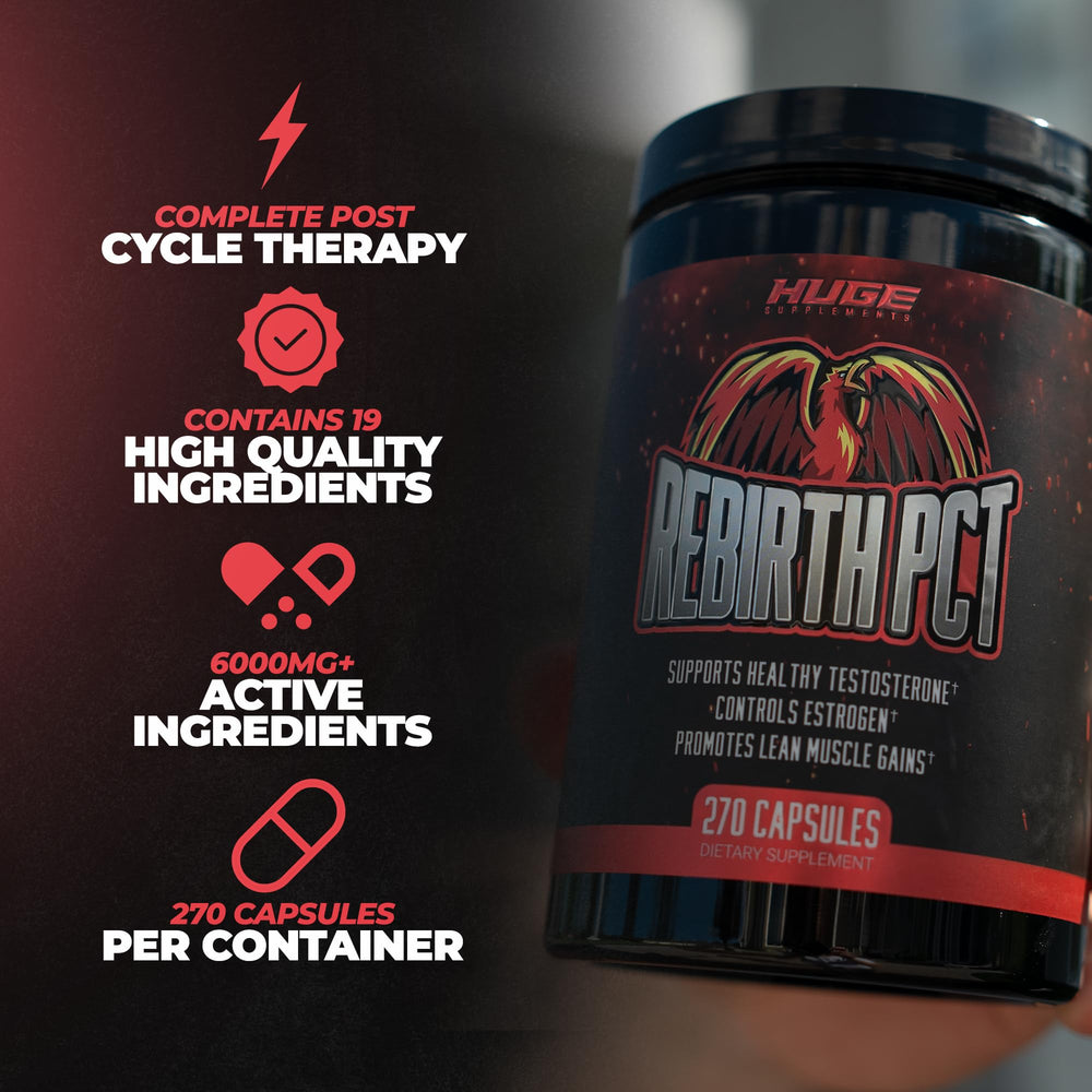 Huge Supplements Rebirth PCT pour mid-air implies smooth mix and easy intake.