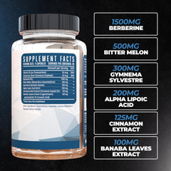 Huge Supplements Utilize bottle back listing berberine, bitter melon, cinnamon
