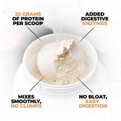 Pouring Huge Whey Cinnamon Bun shake after workout for tasty flavor variety
