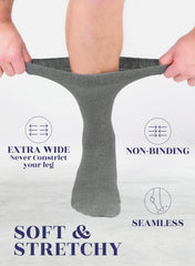Hugh Ugoli diabetic crew socks with extra-wide top for easy on-off wear.