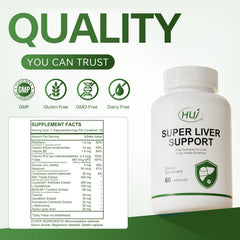 HUJ Super Liver Support dandelion root detail conveys cleansing-inspired herbal notes.