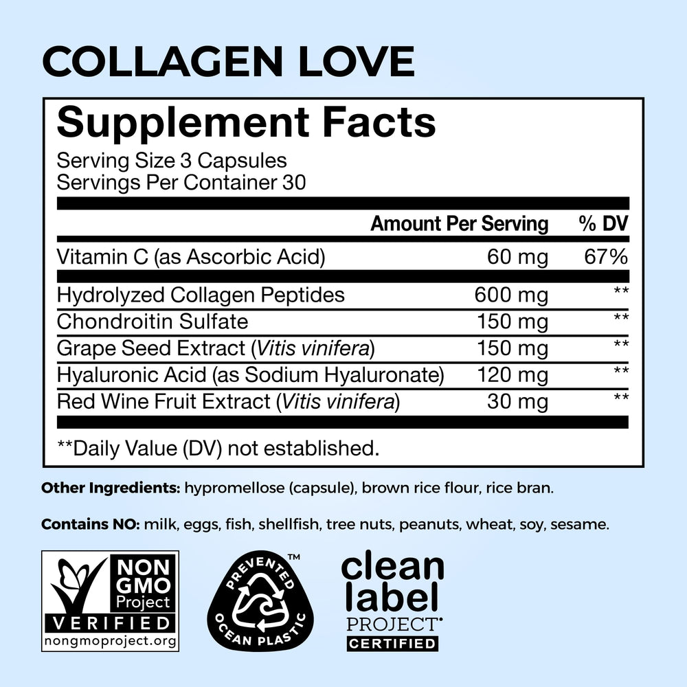HUM Collagen Love Skin packaging open reveals seal and bottle details.