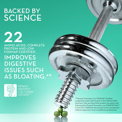 Hum Core Strength Vanilla shake in glass; easy digestion and complete amino acid profile.