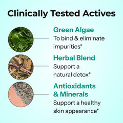HUM Daily Cleanse ingredients label close-up featuring spirulina and chlorella.
