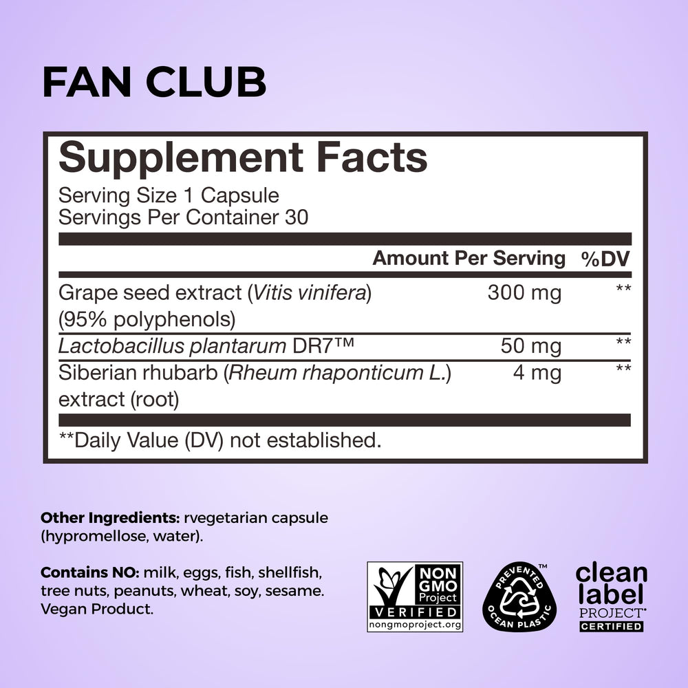 HUM Fan Club daily-use bottle emphasizes convenience with a 30-day supply.