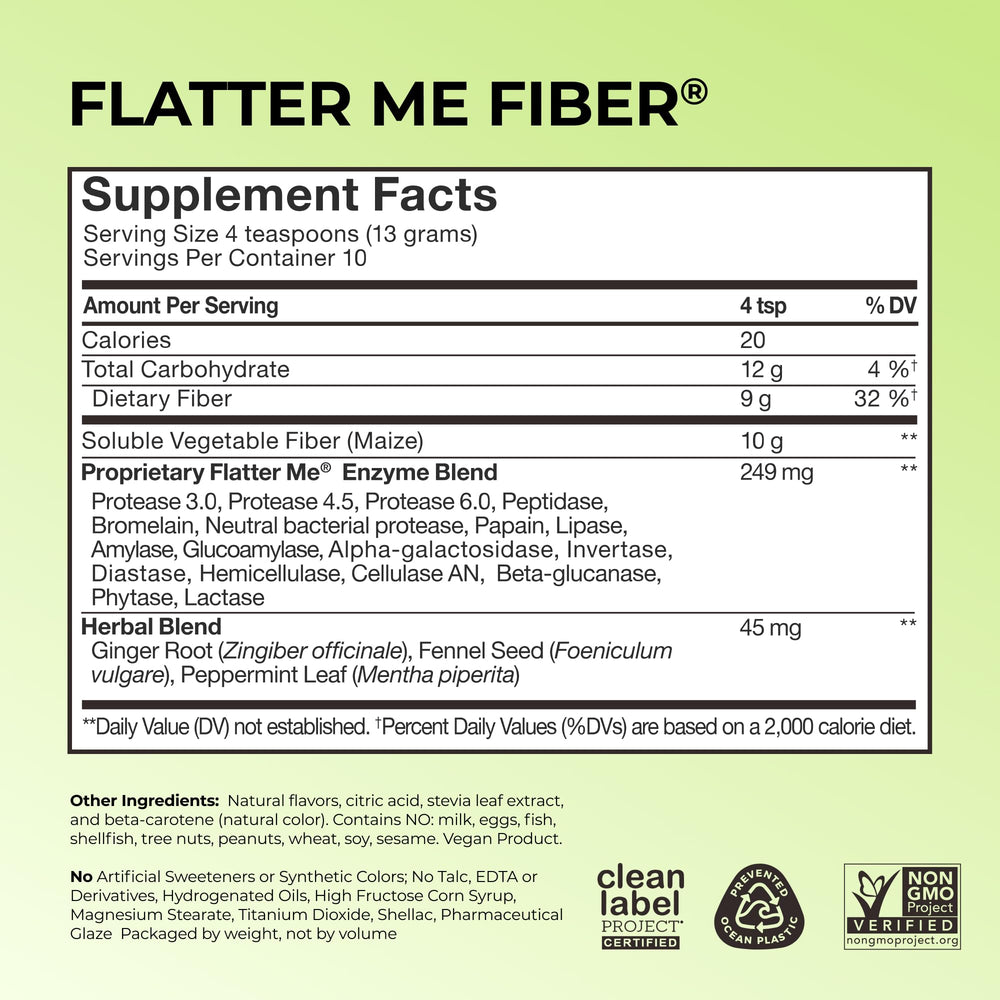 HUM Flatter Me Fiber GLP-1 Booster powder up-close shows texture and smooth dissolving.