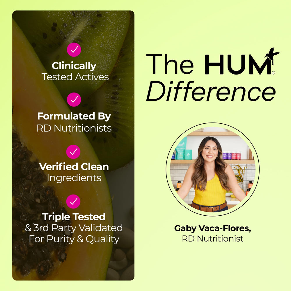 HUM Flatter Me nutrition facts panel communicates serving details