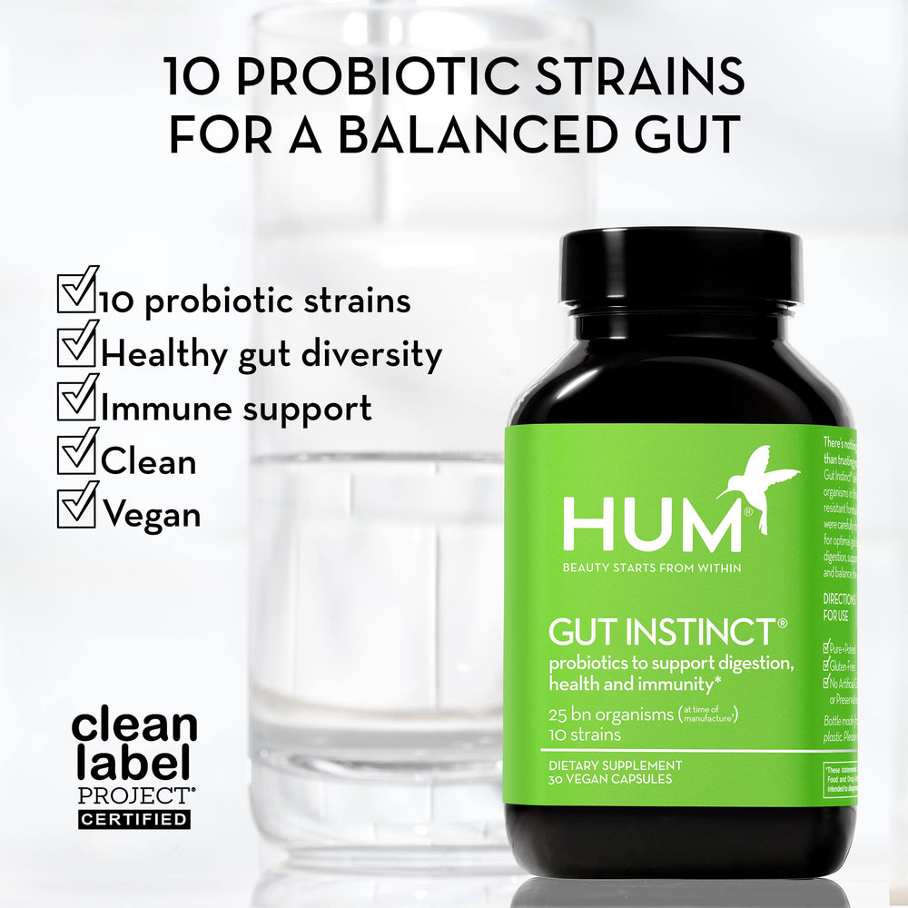 HUM Gut Instinct daily-use capsule for convenient, anytime digestion support