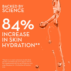 HUM Hyaluronic Glow Tangerine packaging emphasizes refreshing flavor and on-the-go convenience.