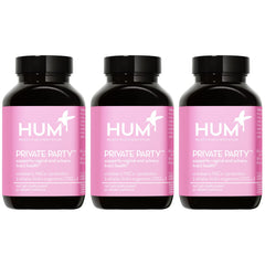 HUM Private Party bottle front showing probiotic blend for vaginal health and pH balance