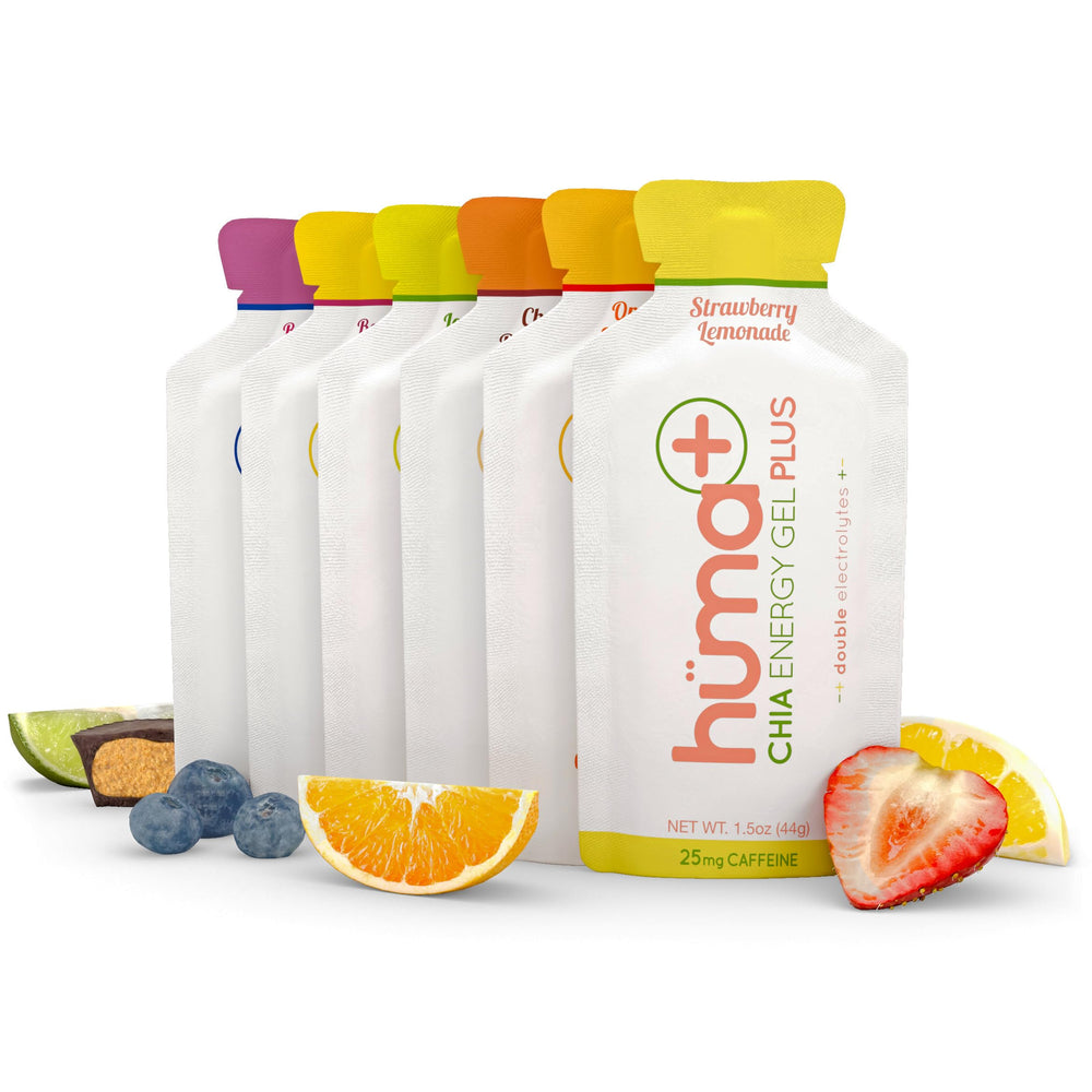 HÜMA Chia Energy Gel Plus variety pack for real-food fueling during activity
