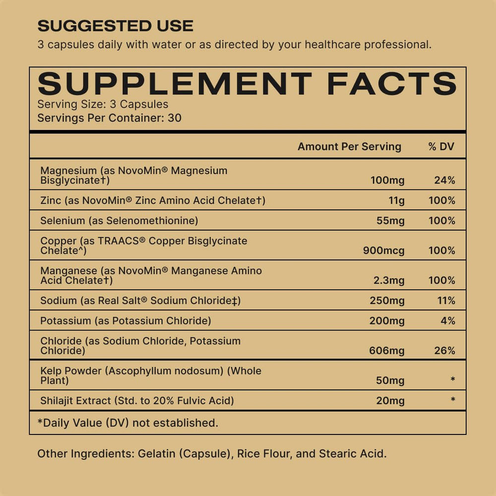 Human Nature Fine Tune ingredients shot shows Himalayan minerals and shilajit for wellness.