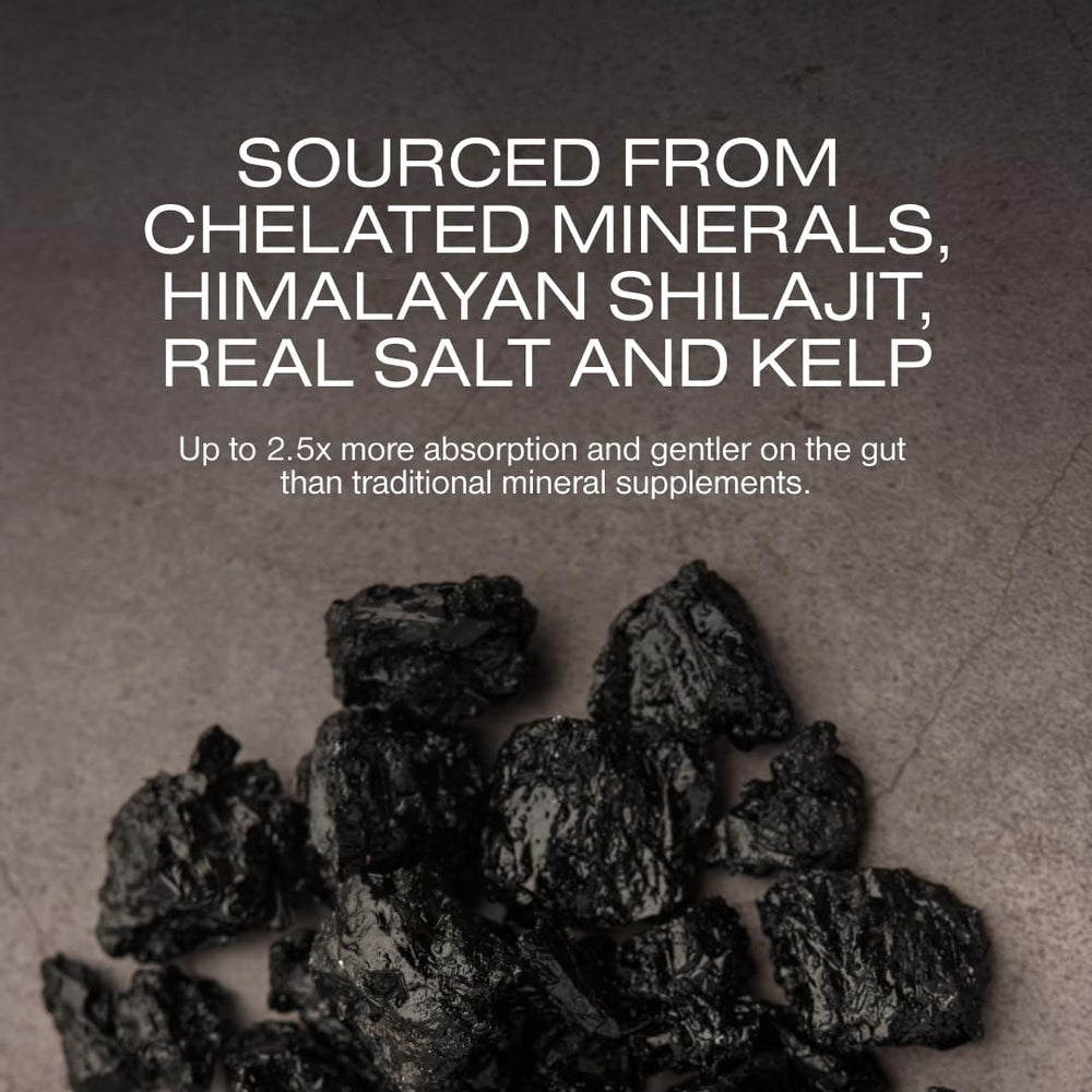 Human Nature Fine Tune shilajit powder closeup highlighting energy and mental clarity.