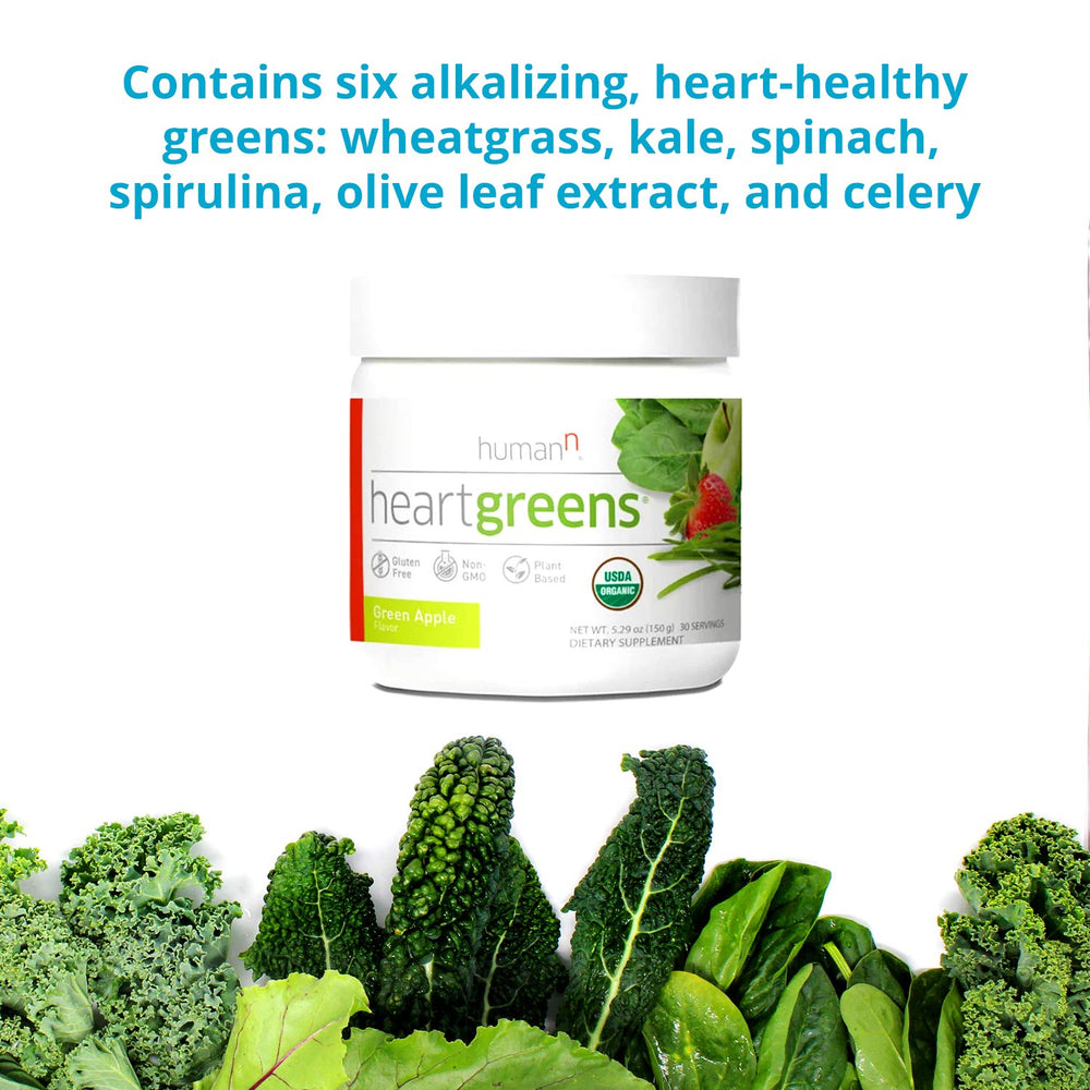 Humann HeartGreens powder dissolving quickly in water for smooth taste.