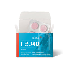 Humann Neo40 bottle front shows daily heart support supplement.