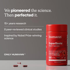 Humann SuperBeets 180-count bottle displayed on kitchen counter