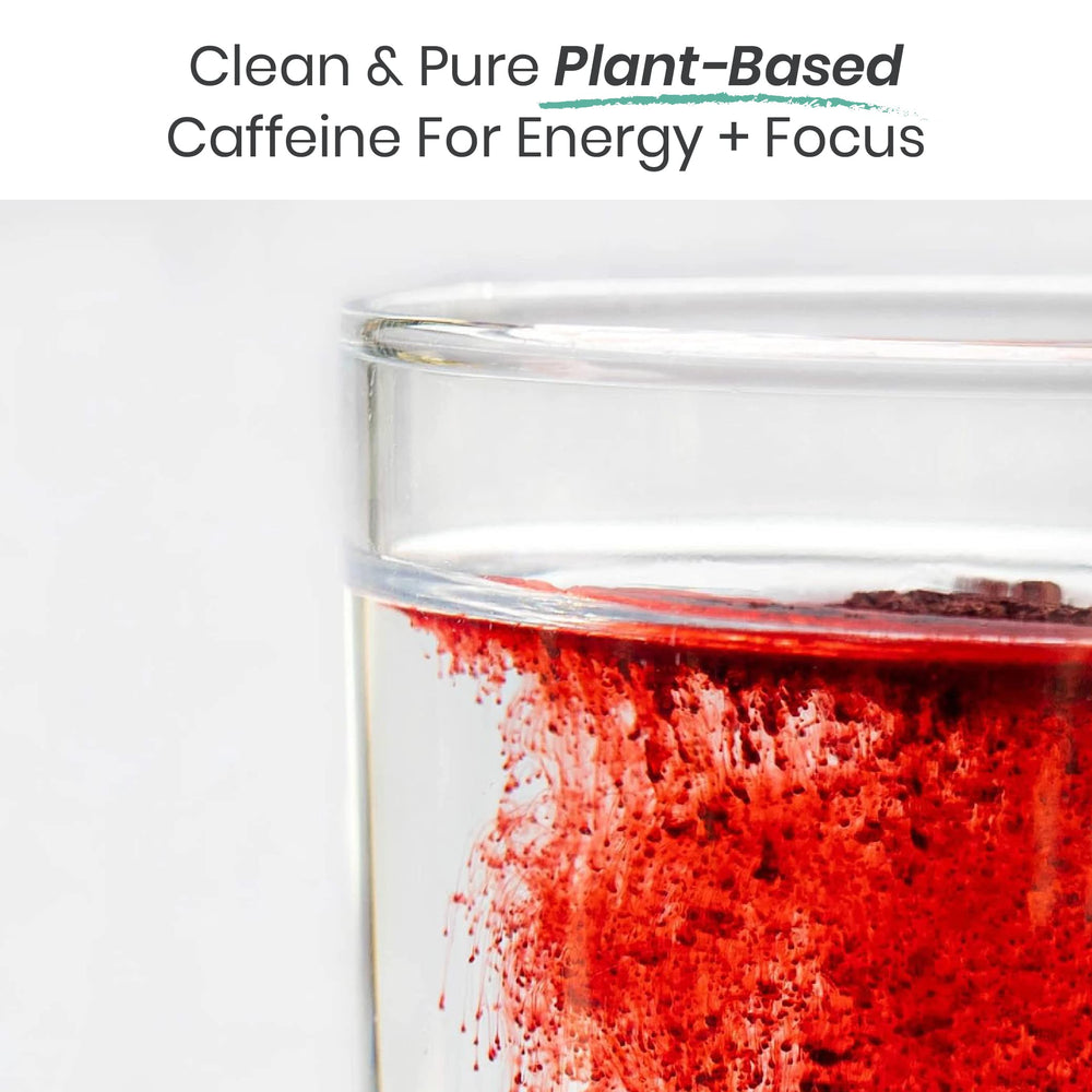 Humann SuperBeets Energy Plus berry flavor mixing into water for enjoyable daily energy.