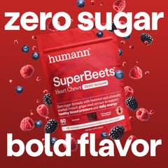 Humann SuperBeets Heart Chews grape seed extract label signaling polyphenol support.