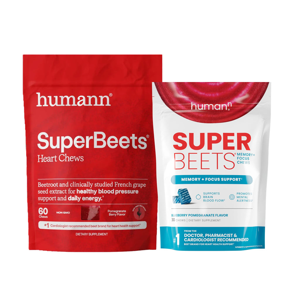 Humann SuperBeets Heart Chews packaging for convenient heart support.