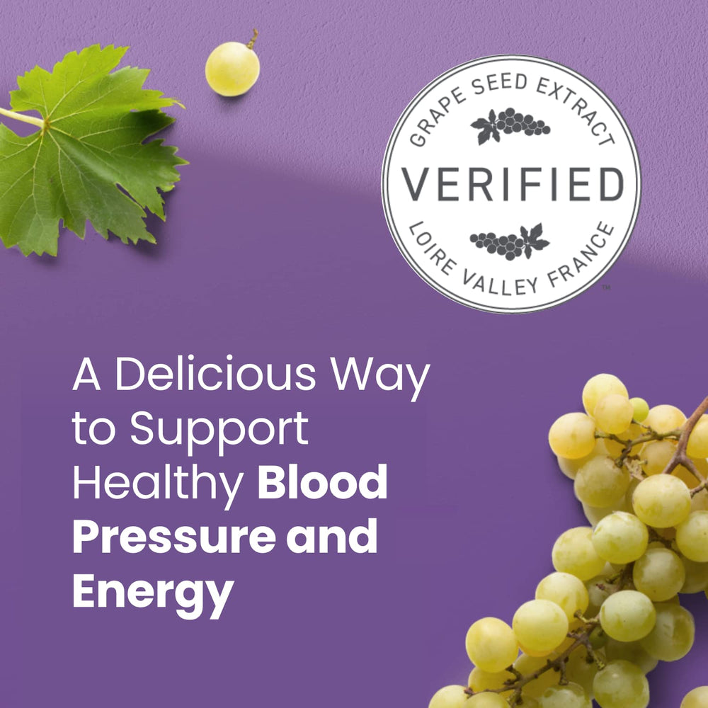 Humann SuperGrapes Chews graphic highlighting grape extract ingredient