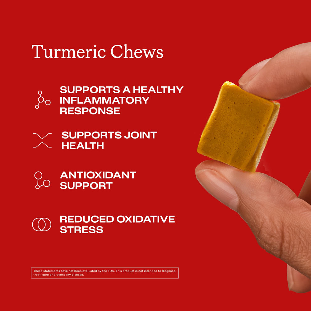 Each Humann chew provides 300mg TurmiPure Gold turmeric extract for convenient daily use.