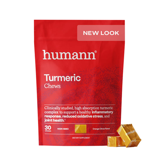 Humann Turmeric Chews in orange citrus flavor for easy daily antioxidant intake.