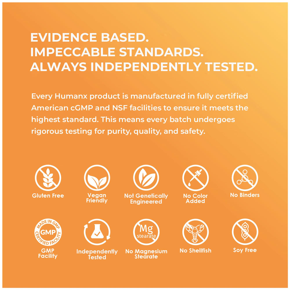 HUMANX VertiGone ingredients are highlighted as an evidence-based blend.