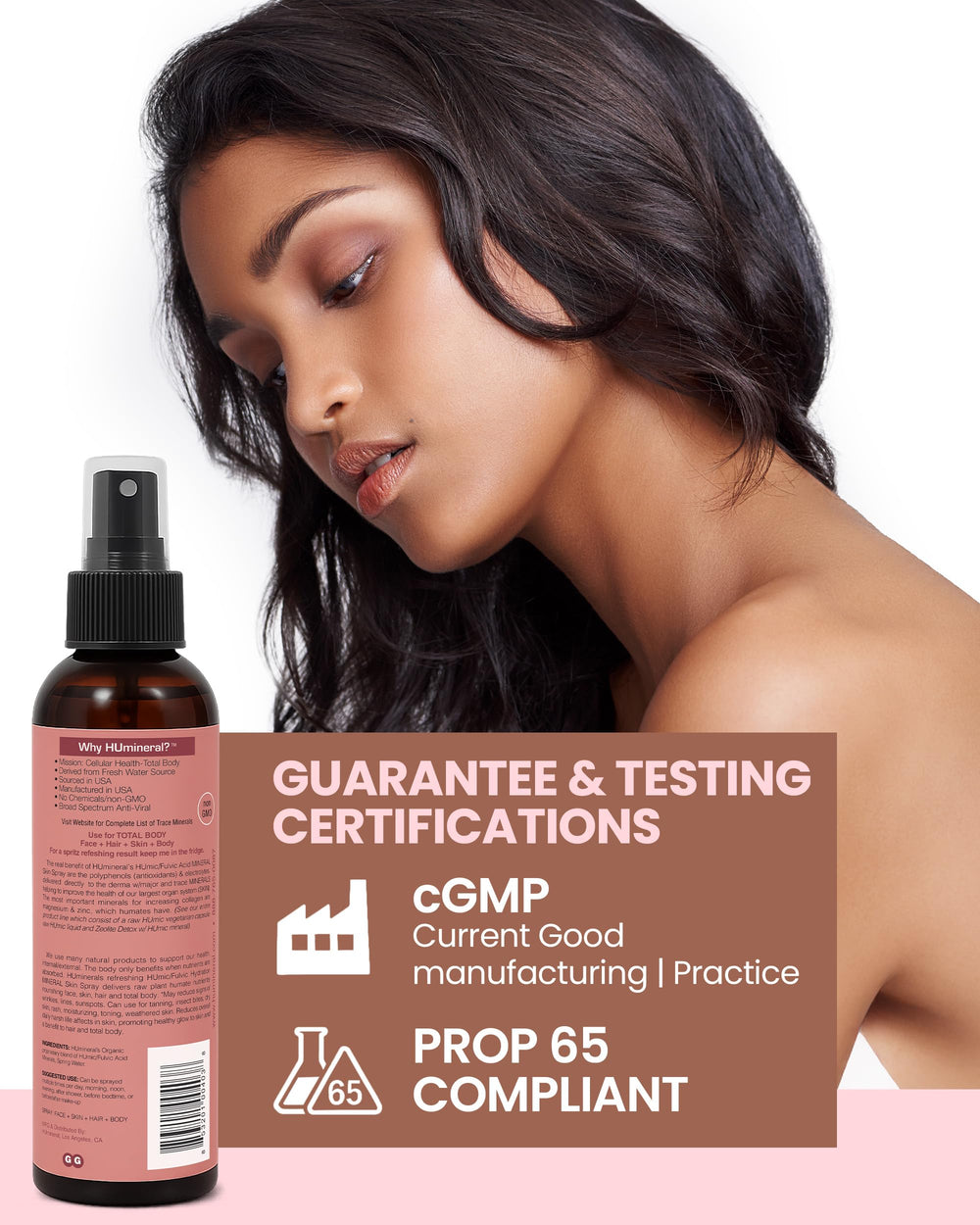 HUmineral body and hair hydration mist in use across skin routine