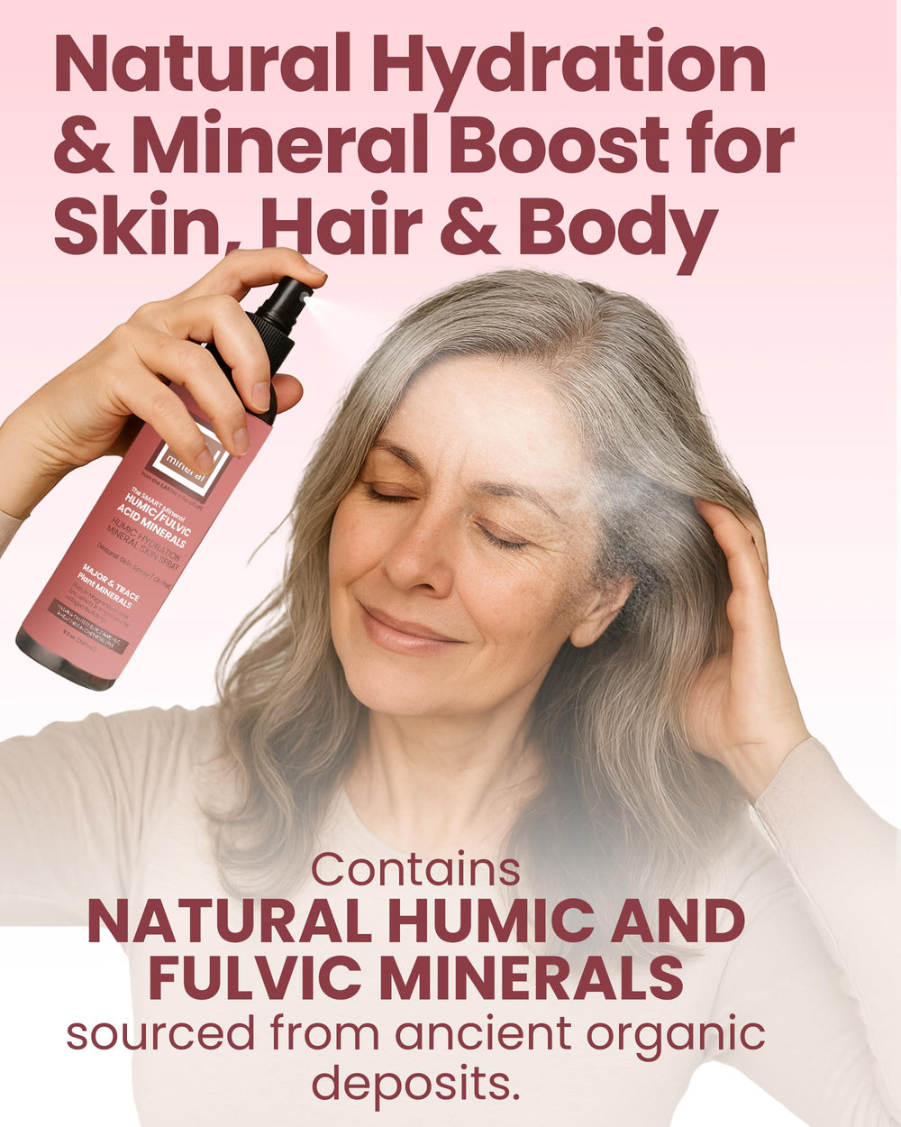 HUmineral soothing face mist close-up showing relief and non-greasy hydration