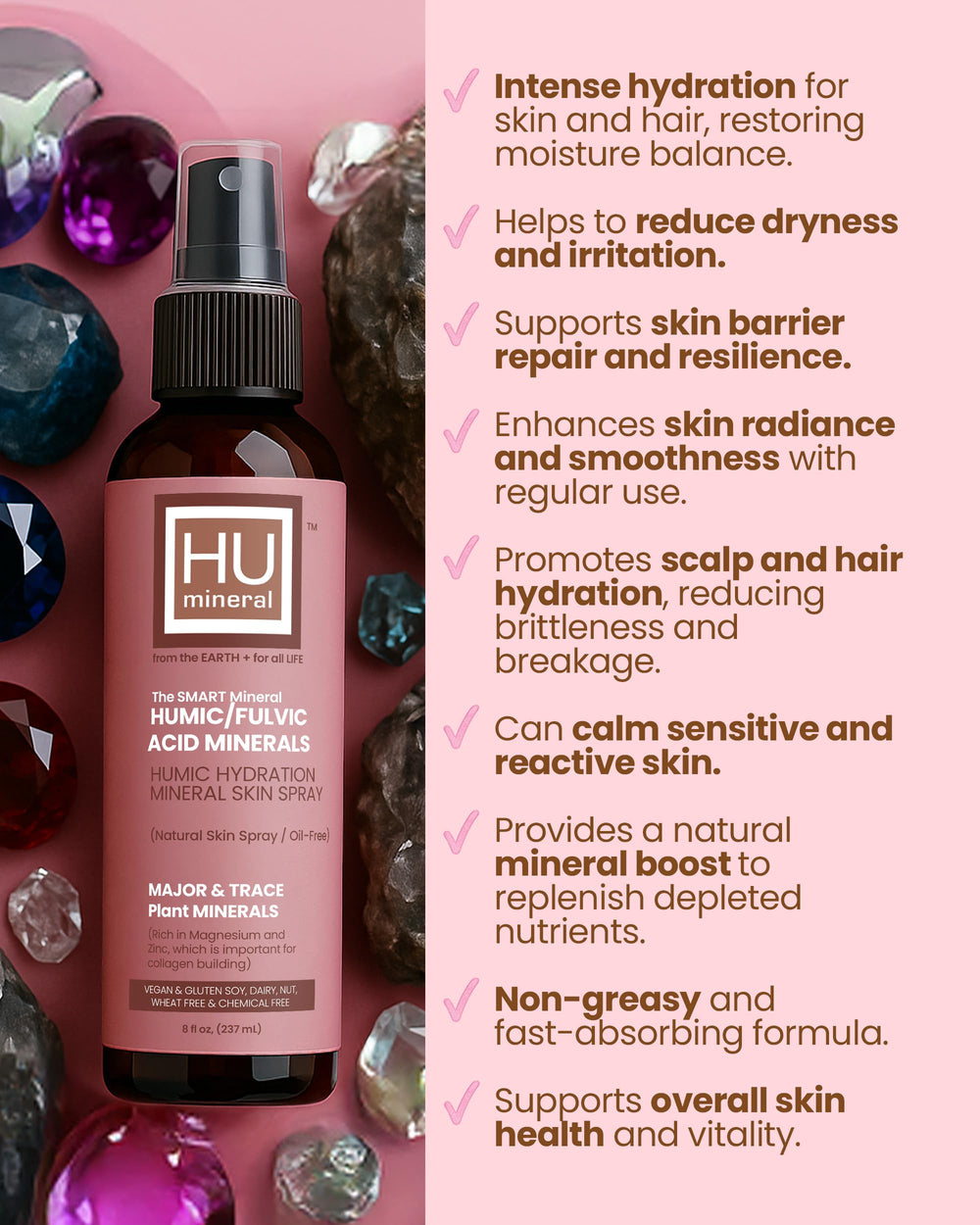 HUmineral plant-based minerals in bottle for daily hydration