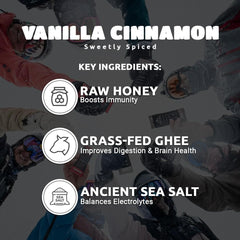 Pouring Hunghee Vanilla Cinnamon Pack for steady energy on a trail
