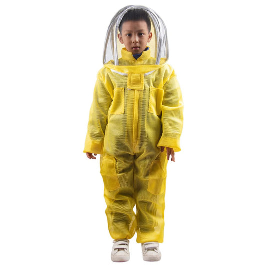 HunterBee Kids full-body bee suit with ventilated veil for safe outdoor sessions.