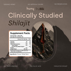 HUNY Bee Energized Shilajit Honey Stick on a desk supports focus.