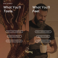 HUNY Bee Energized Shilajit Honey Stick served in a glass.