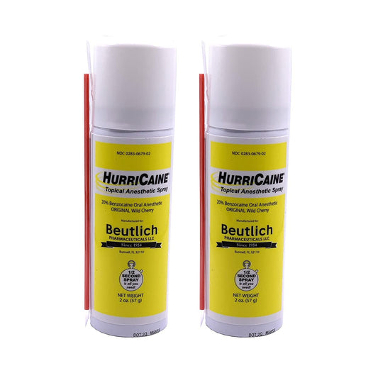 HurriCaine wild cherry spray bottle demonstrates convenient topical use for on the go relief