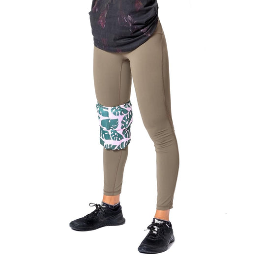 HurtSkurt Island Palm Medium sleeve on knee for targeted cold therapy and mobility.