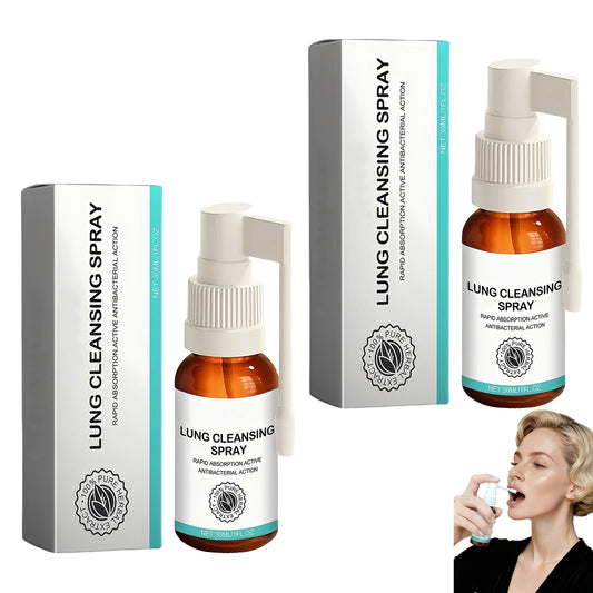 Hushblade Organic Herbal Lung Cleansing Spray bottle front view for daily breathing support.