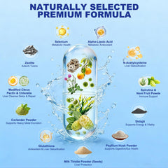 HUXINSK Zeolite Detox bottle showcasing label and clean vegan formula benefits