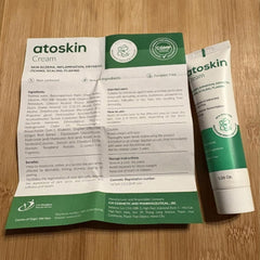 HVSun Atoskin packaging box highlighting non-corticosteroid formula.